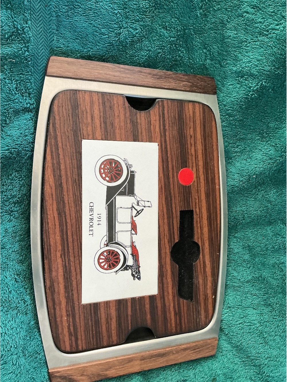 Vintage 1914 Chevrolet Metal and Wood Serving Tray